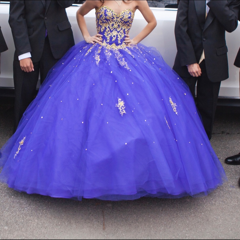 Purple and gold sweet 16 dress